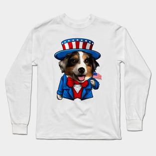 Fourth of July Australian Shepherd Long Sleeve T-Shirt